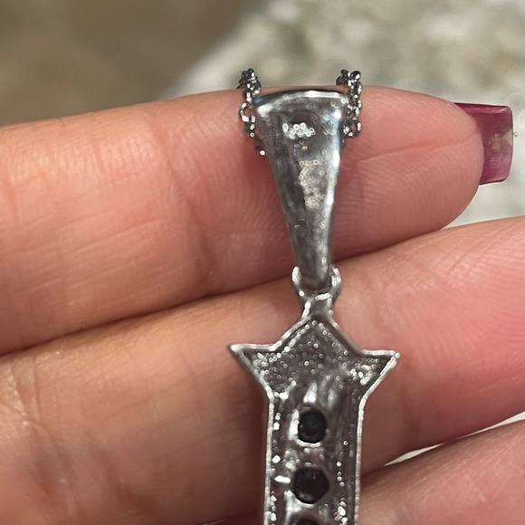 Karis Silver Thai Black Spinel Cross - Picture 3 of 6